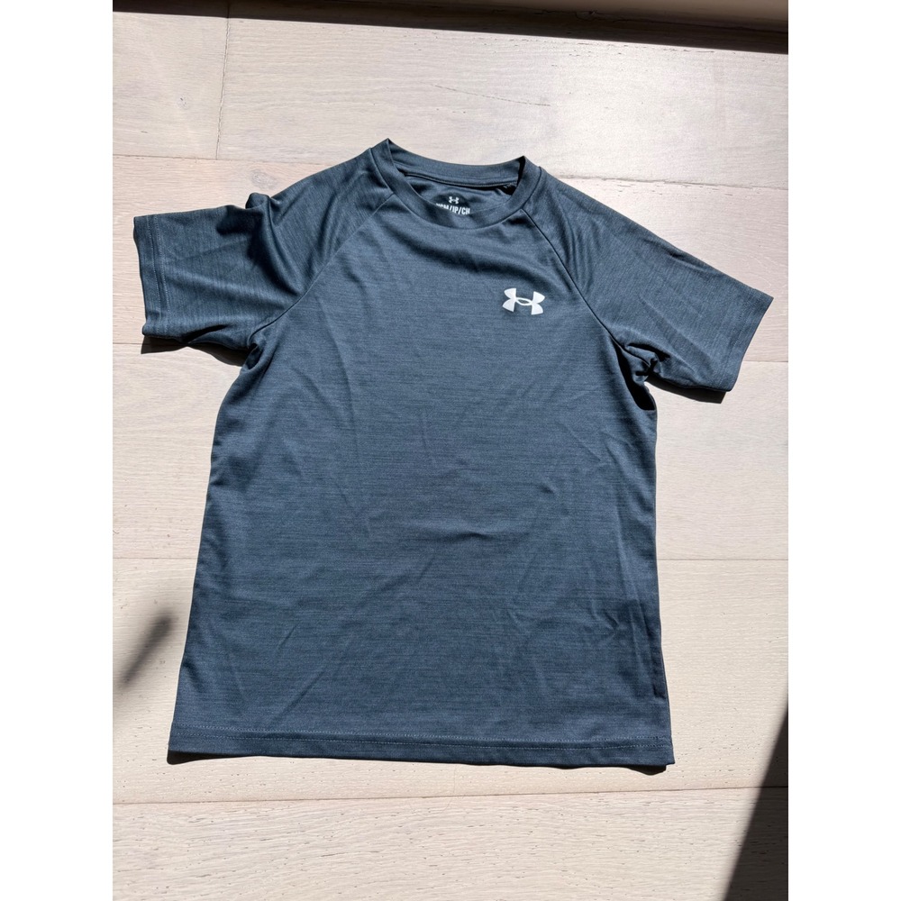Under Armour Boys HeatGear Tech T-Shirt Blue Heathered Short Sleeve Youth Small